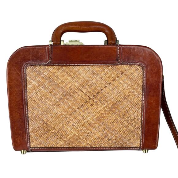 Bosboom Orient Express Vintage Wicker Leather Hard Case Travel Bag Crossbody - Picture 3 of 16